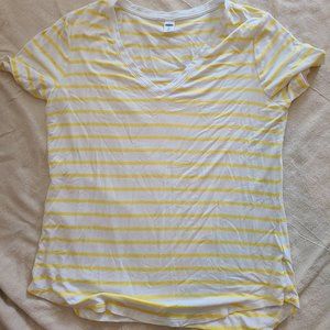 Old Navy Yellow and White Striped Top Medium